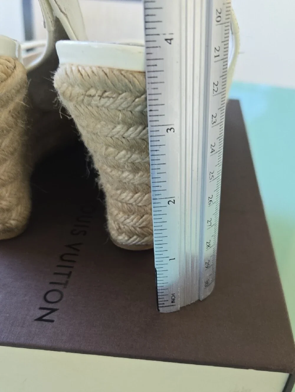 Louis Vuitton Cream Lace Slingback Espadrille Wedges with Gold Insole